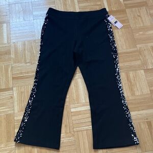 Nanette Lepore Black Stretch Pants w Sequin side stripe Ladies Night Out M NWT